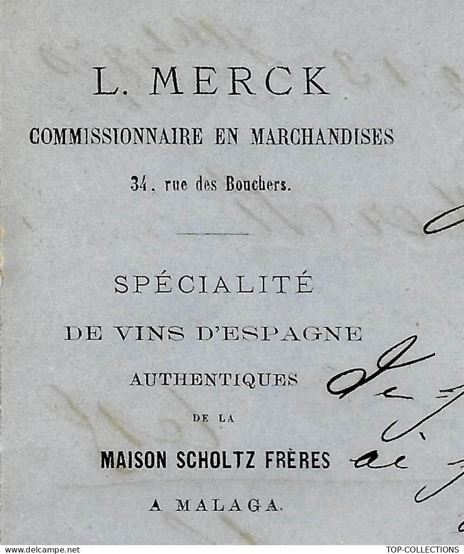 1870  Vins D’Espagne  L.MERCK  STRASBOURG  Bas Rhin  Timbre Empire Oblit. Gr.ch. 3465 Pour Court De Payen à Marseille - 1800 – 1899