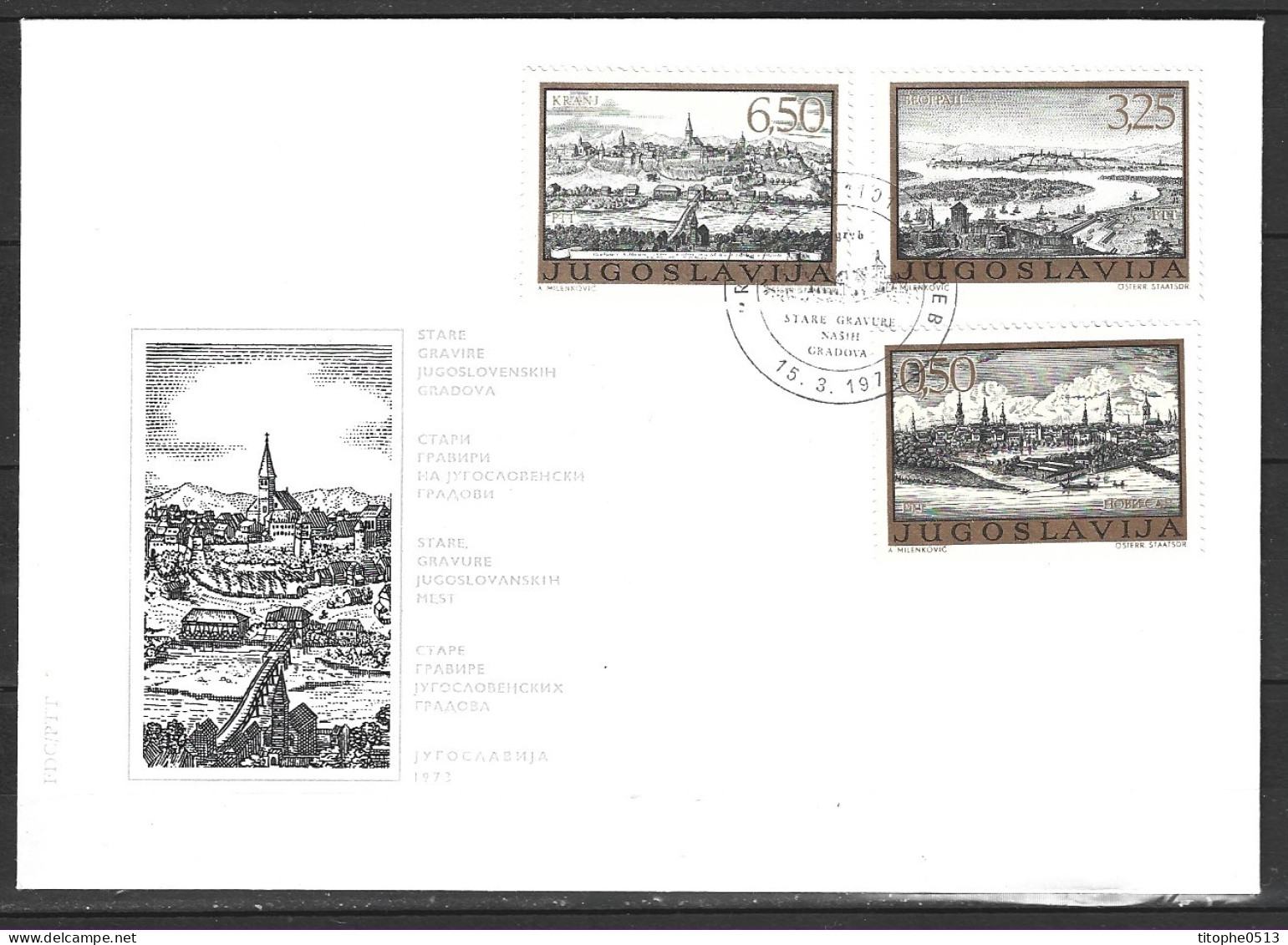 YOUGOSLAVIE. Timbres De 1973 Sur Enveloppe 1er Jour. Gravures De Villes Yougoslaves. - Gravuren