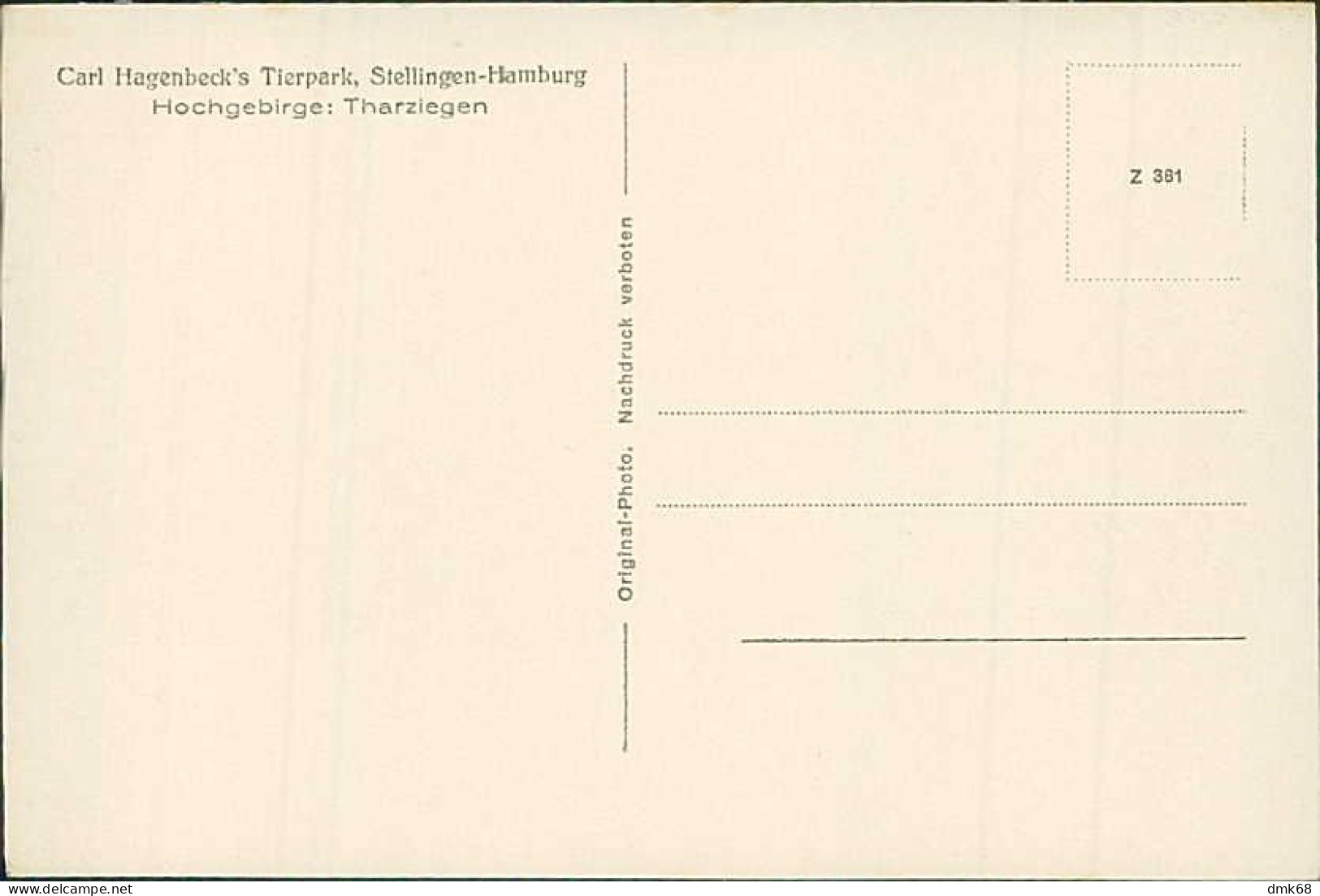 HAMBURG / STELLINGEN - CARL HAGENBECK'S TIERPARK - HOCHGEBIRGE - THARZIEGEN -  1930s (16882) - Stellingen