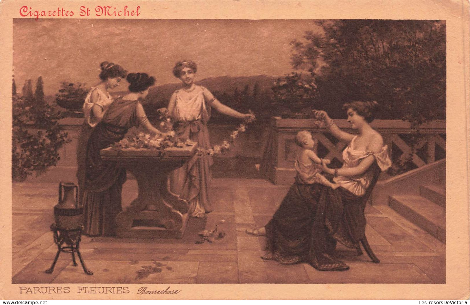 ARTS - Peintures Et Tableaux - Parures Fleuries - Des Femmes Dans Le Jardins - Carte Postale Ancienne - Pintura & Cuadros