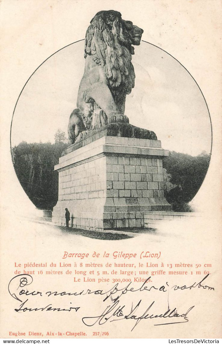 BELGIQUE -  Barrage De La Gileppe - Le Lion  - Carte Postale Ancienne - Jalhay