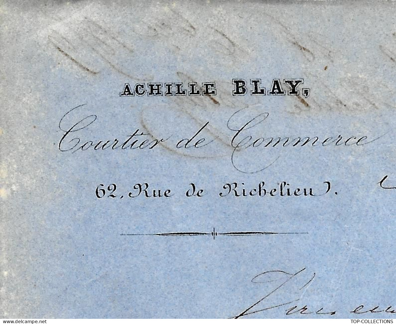 1859 ENTETE ACHILLE BLAY Paris Timbre Empire Oblit. Cachets Postaux Paris Et Beziers - 1849-1876: Klassik