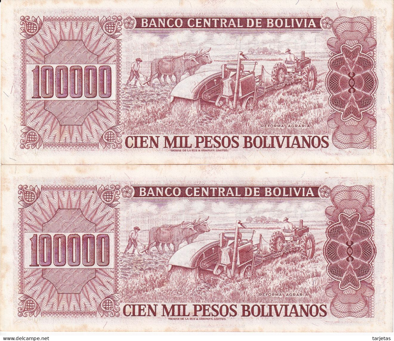 PAREJA CORRELATIVA DE BOLIVIA DE 10000 BOLIVIANOS DEL AÑO 1984 (BANKNOTE) - Bolivie