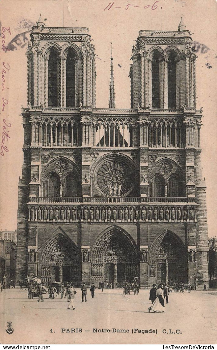 FRANCE - Paris - Notre-Dame - Façade - Animé - Carte Postale Ancienne - Notre Dame Von Paris