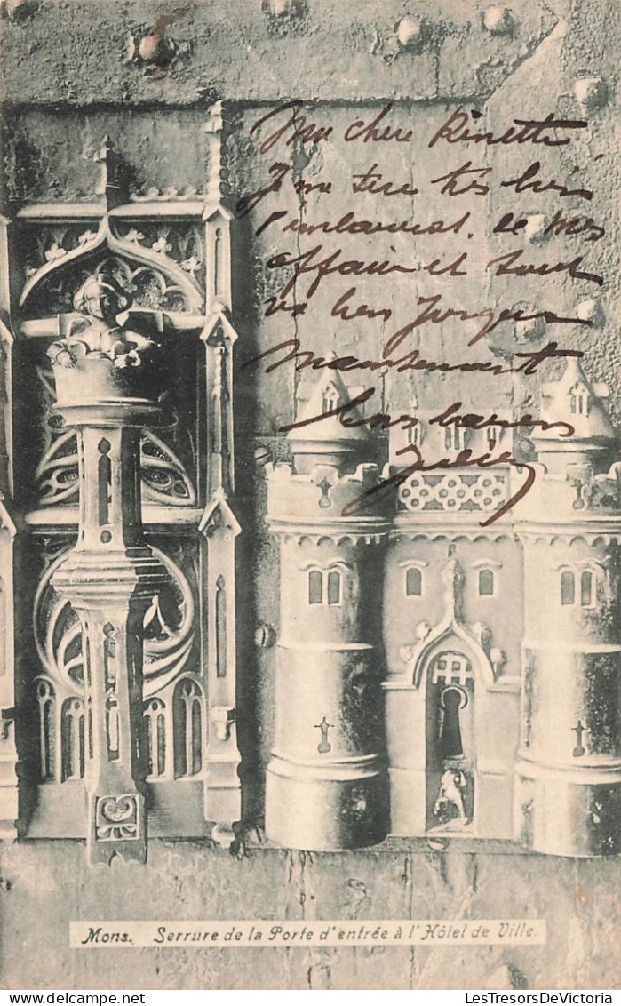 BELGIQUE - Mons - Serrure De La Porte D'entrée à L'Hôtel De Ville - Carte Postale Ancienne - Mons