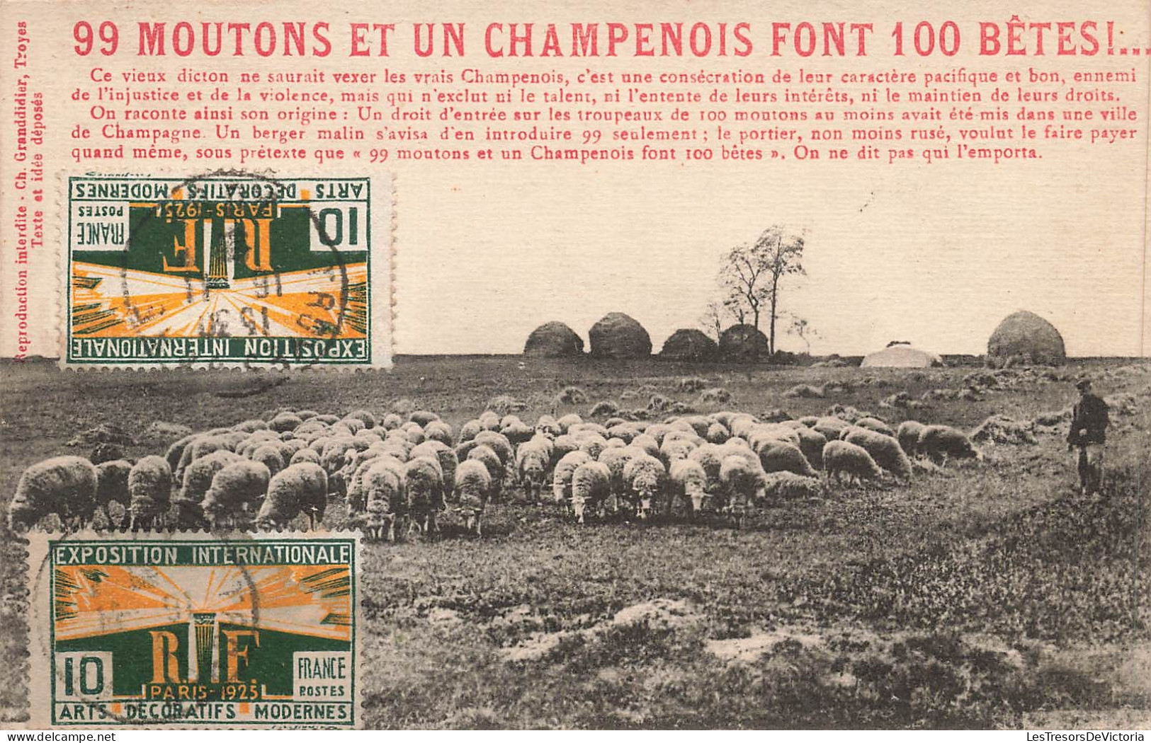 FRANCE - Champagne - Des Troupeaux De Moutons - 99 Moutons Et Un Champenois Font  100 Bêtes! - Carte Postale Ancienne - Champagne Sur Seine