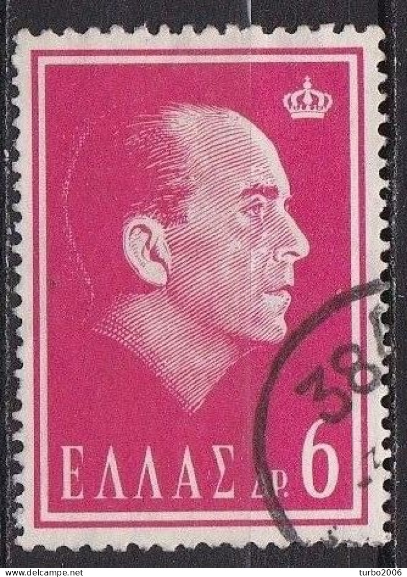 GREECE 1964 King Paul 6 Dr. Red With Rural "384" Vl.  909 - Flammes & Oblitérations
