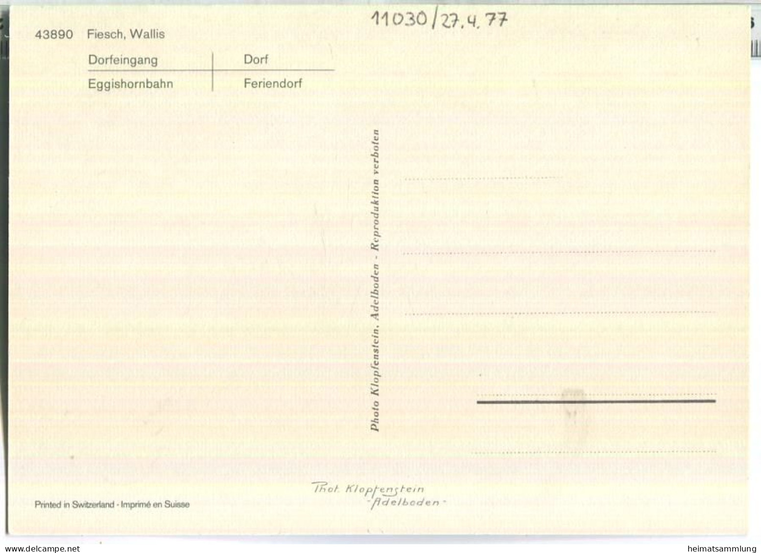 Fiesch - Dorfeingang - Eggishornbahn - Verlag Klopfenstein Adelboden - Fiesch