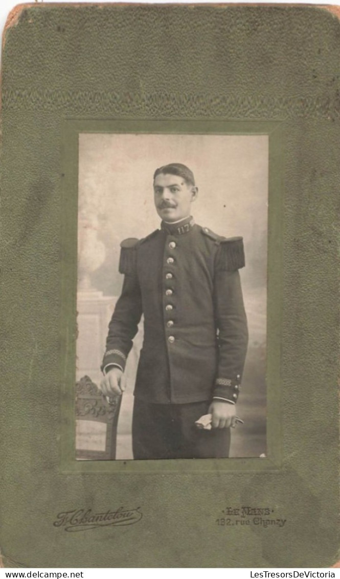 Photographie - Militaire - Photo Chantelou - Collée Sur Carton Dim 11/16 Cm - Guerra, Militares