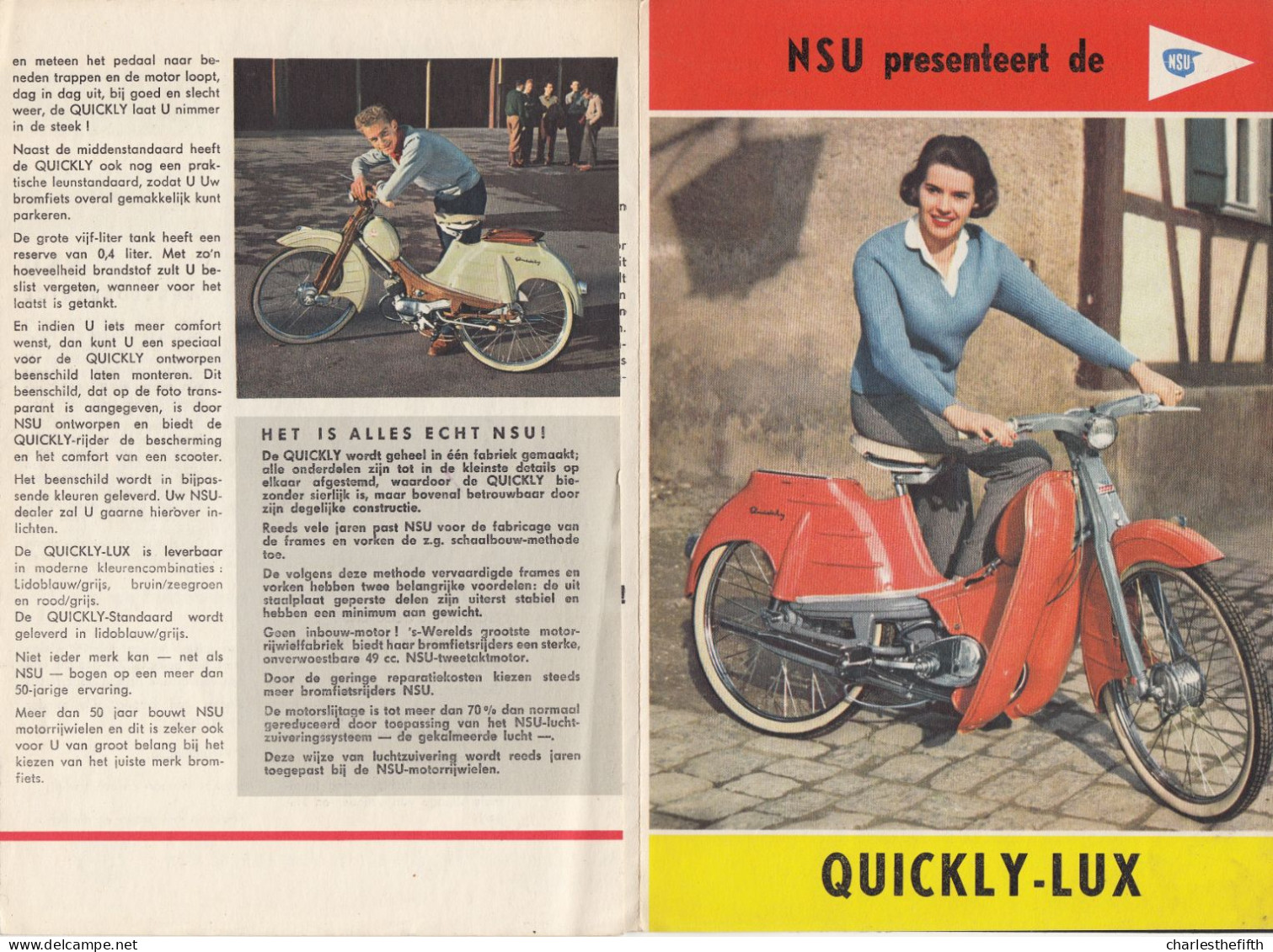 DEPLIANT ** NSU QUICKLY - LUX ** RARE Et TRES BON ETAT -  VELOMOTEUR - SCOOTER - Advertising