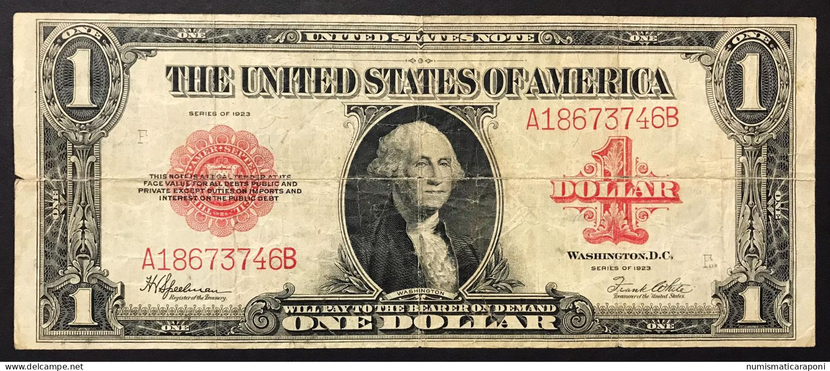 Usa U.s.a. Stati Uniti LARGE 1923 $1 DOLLAR BILL RED SEAL UNITED STATES LEGAL TENDER NOTE  LOTTO.309 - Silver Certificates - Títulos Plata (1878-1923)