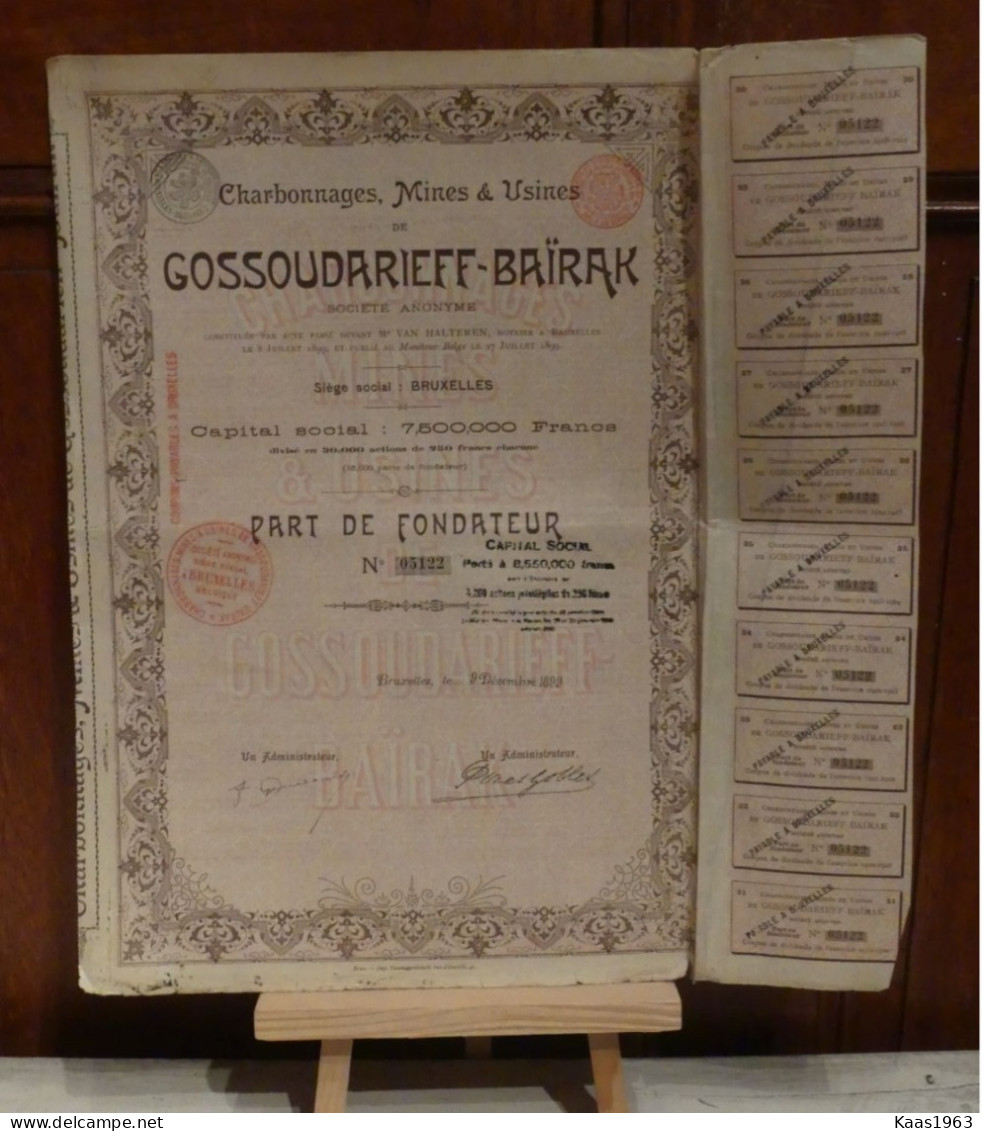 ACTION ANCIENNE CHARBONNAGES DE GOSSOUDARIEFF-BAIRAK. - Non Classificati