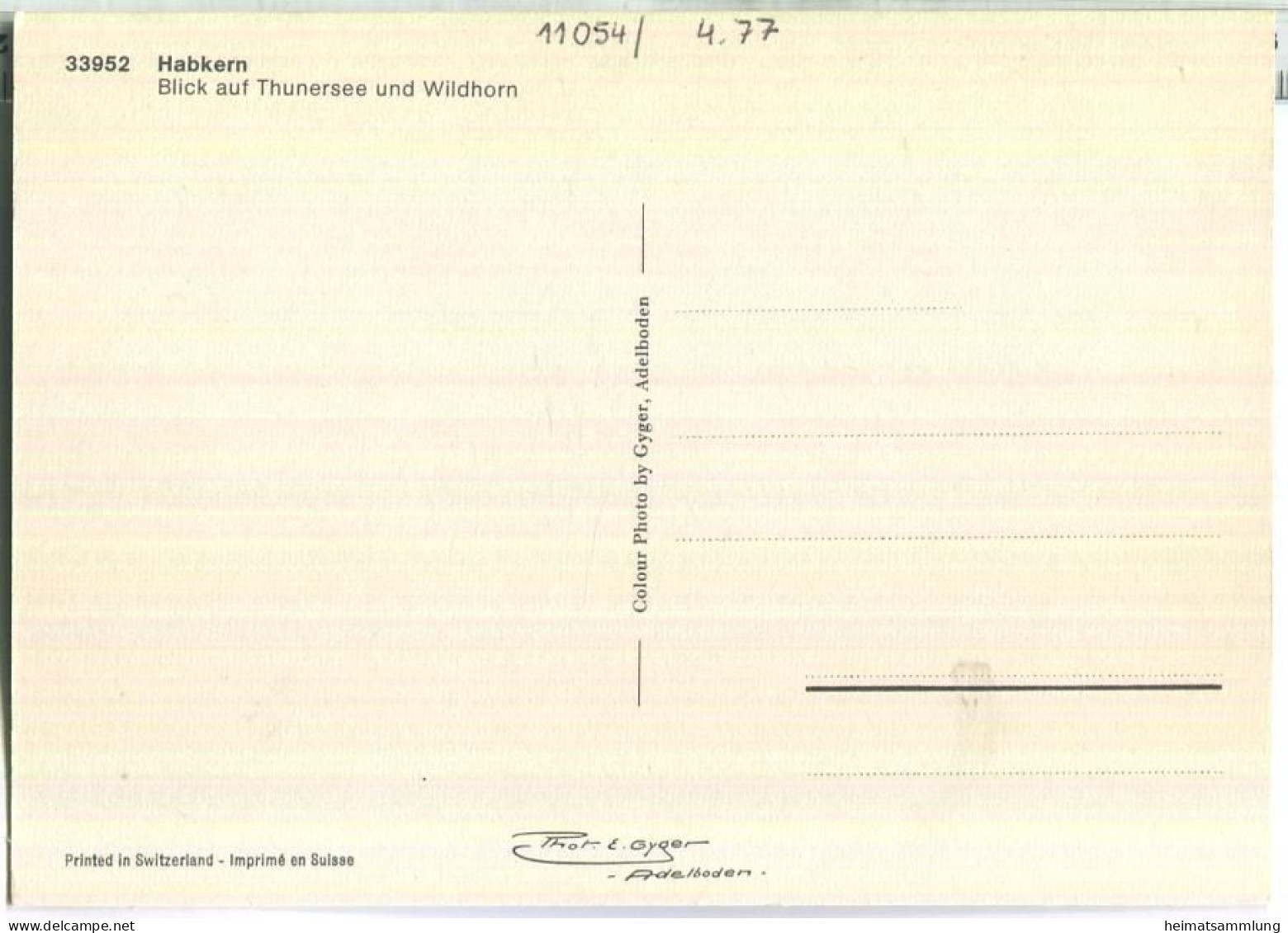 Habkern - Blick Auf Thunersee Und Wildhorn - Verlag E. Gyger Adelboden 70er Jahre - Habkern