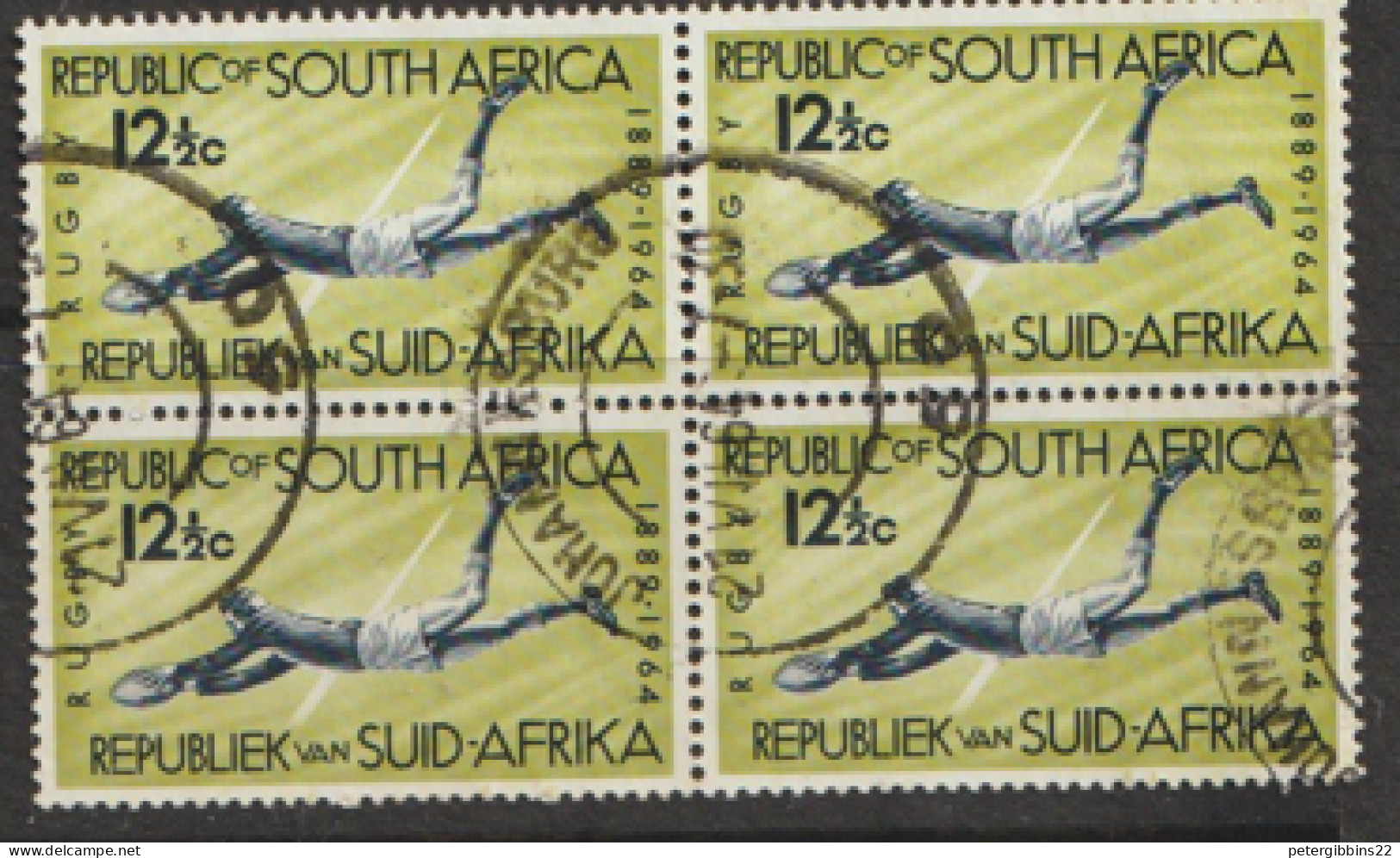 South Africa  1964  SG 253  12.1/2c  Rugby  Fine Used Block Of Four - Sudan Del Sud