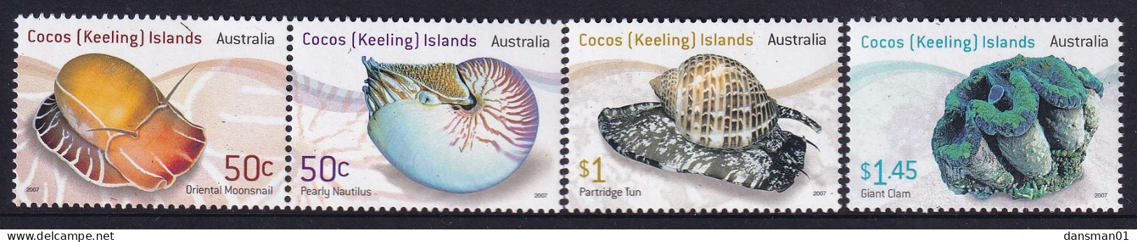 Cocos Keeling Islands 2007 Molluscs Sc 345-47 Mint Never Hinged - Cocos (Keeling) Islands