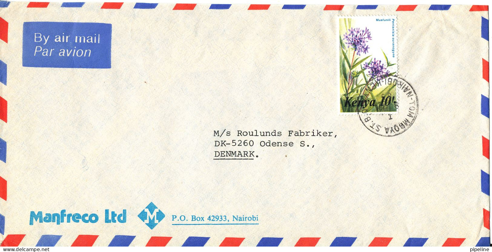 Kenya Air Mail Cover Sent To Denmark 1985 Single Franked - Kenya (1963-...)