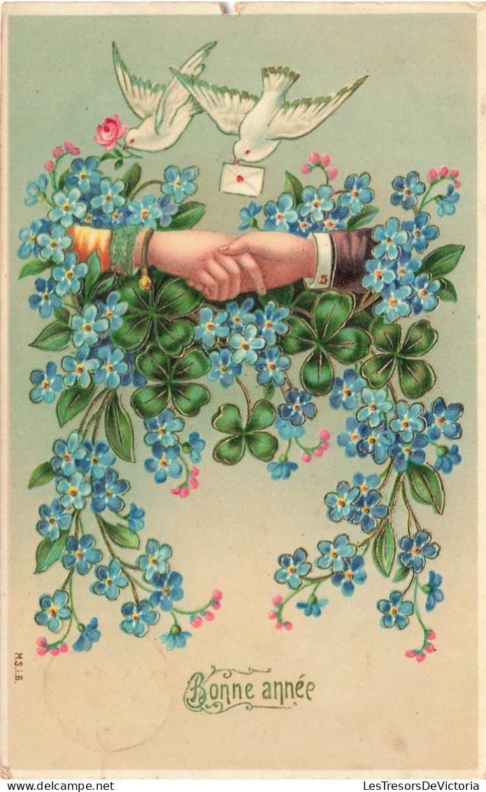 FÊTES - VŒUX - Bonne Année - Colombes Apportant Une Lettre - Colorisé - Carte Postale Ancienne - Neujahr