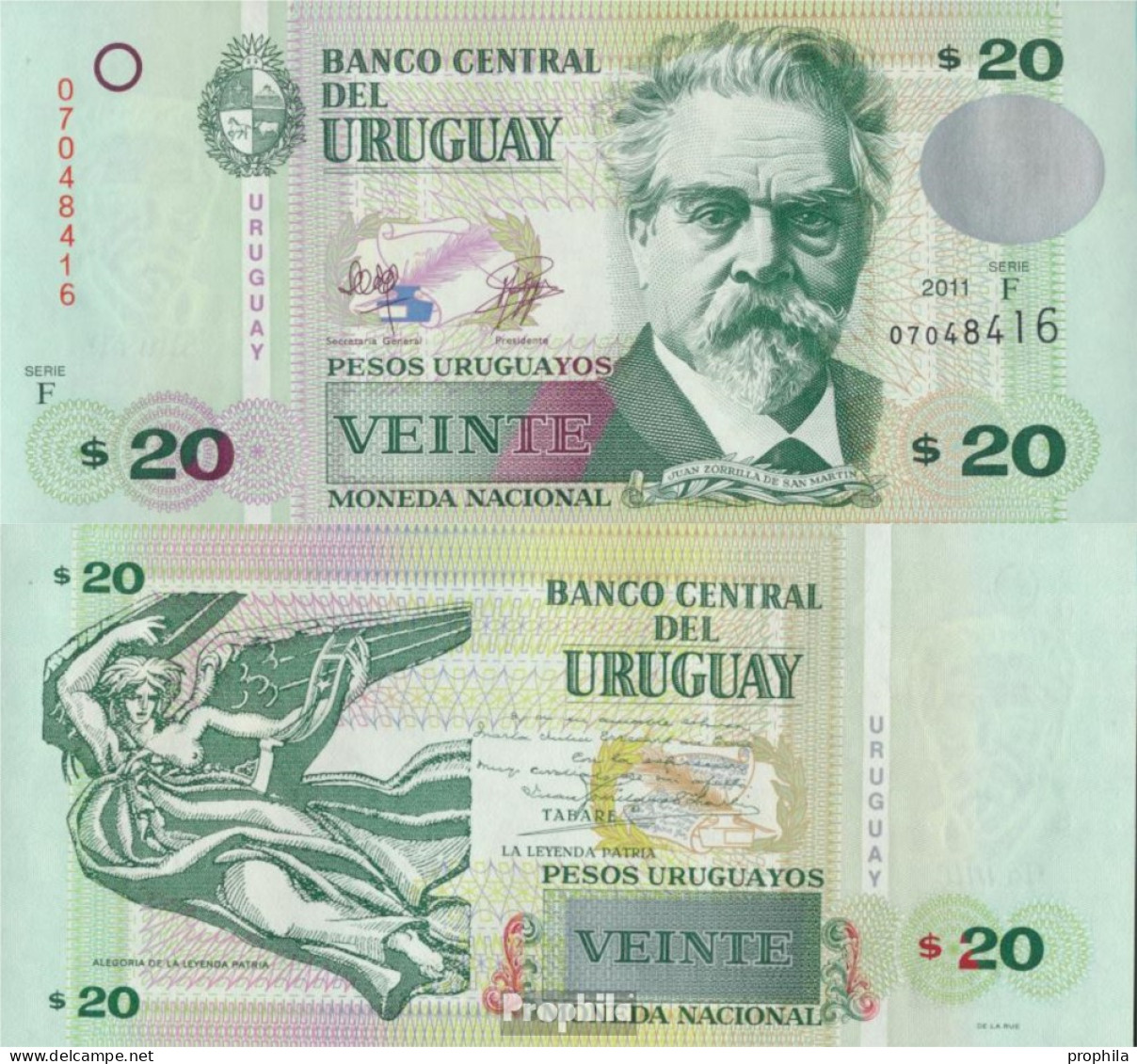 Uruguay Pick-Nr: 86b Bankfrisch 2011 20 Pesos Uruguayos - Uruguay