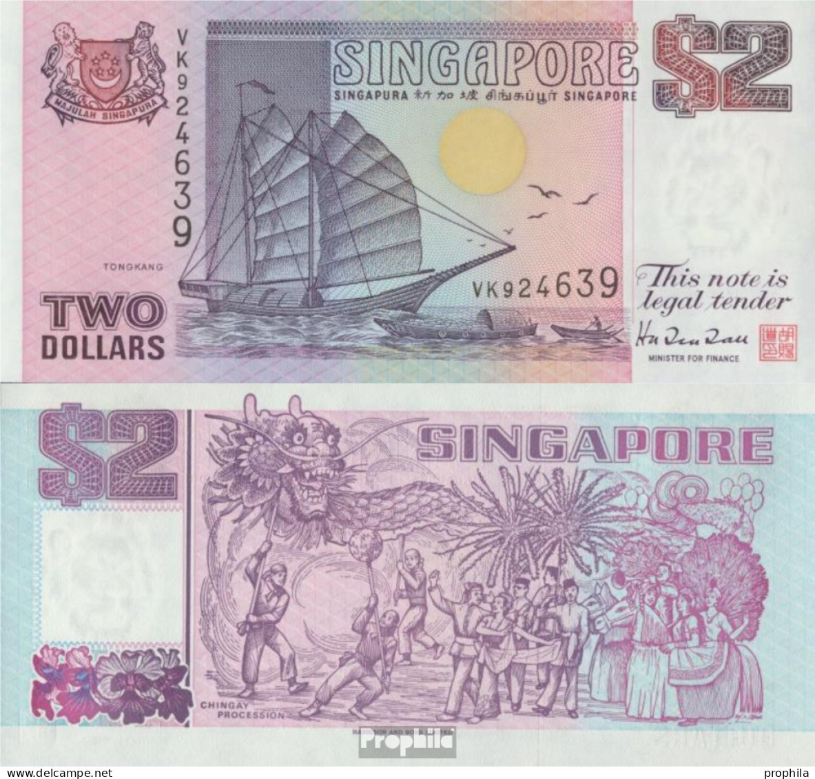 Singapur Pick-Nr: 34 Bankfrisch 1997 2 Dollars - Singapur
