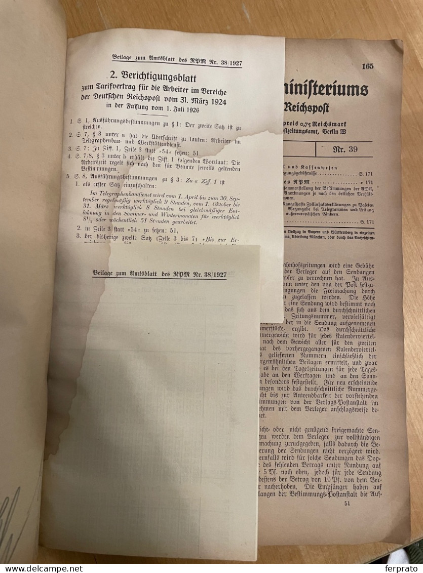 Amtsblatt Des Reichspostministerium 1927 - Damaged But Complete - Otros & Sin Clasificación