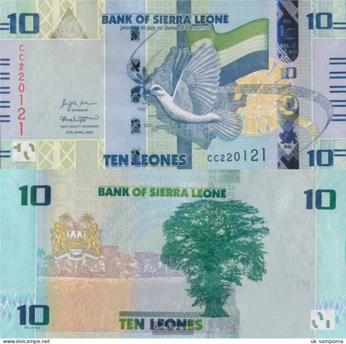 Sierra Leone Pick-number: W37 (2022) Uncirculated 2022 10 Leones - Sierra Leona