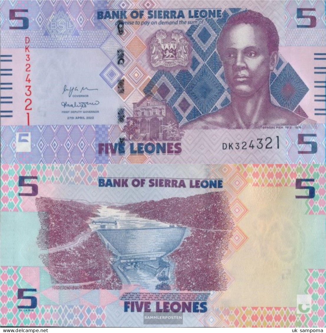 Sierra Leone Pick-number: W36 (2022) Uncirculated 2022 5 Leones - Sierra Leone