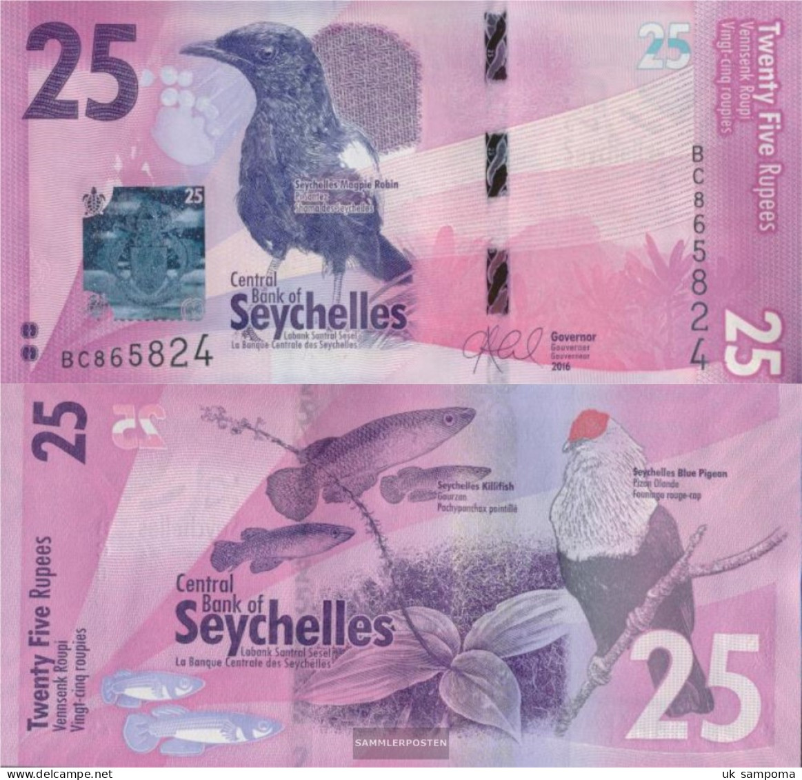 Seychelles Pick-number: 48 Uncirculated 2016 25 Rupees - Seychelles