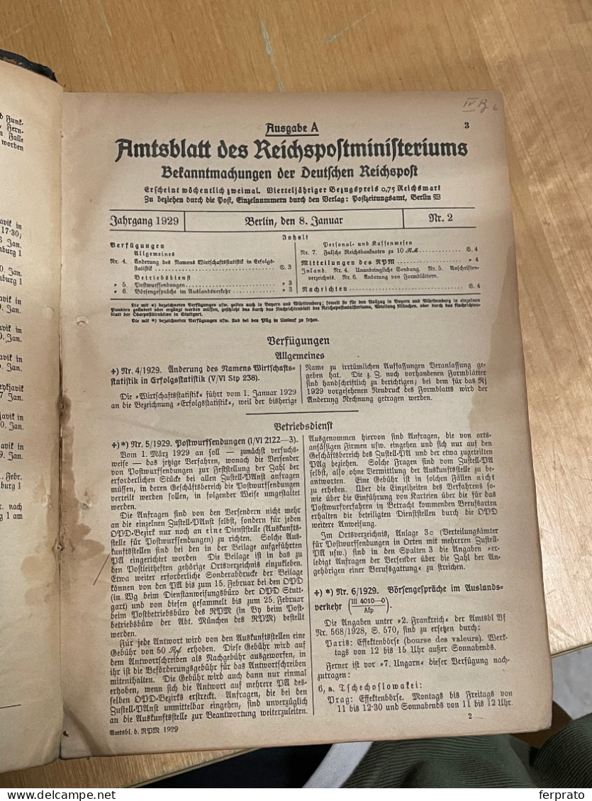 Amtsblatt Des Reichspostministerium 1929 - Damaged But Complete - Autres & Non Classés