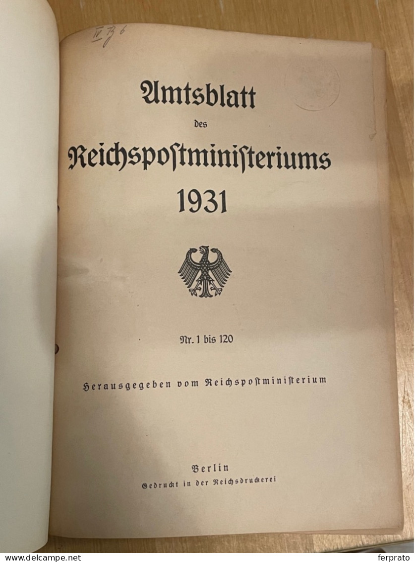 Amtsblatt Des Reichspostministerium 1931 - Little Damage - Autres & Non Classés