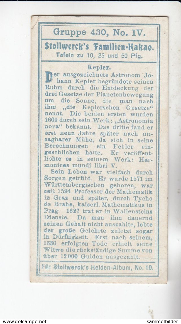 Stollwerck Album No 10 Berühmte Entdecker Und Erfinder Johann Kepler    Gruppe 430 #4 Von 1908 - Stollwerck