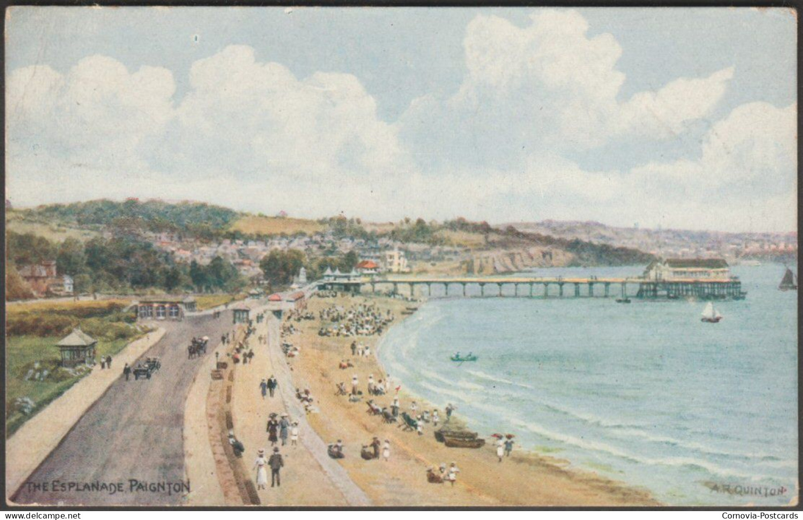 AR Quinton - The Esplanade, Paignton, Devon, 1928 - Salmon Postcard - Paignton