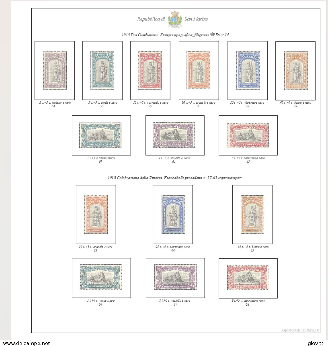 Repubblica Di San Marino,1877-1961 Fogli Autocostruiti . - Cajas Para Sellos