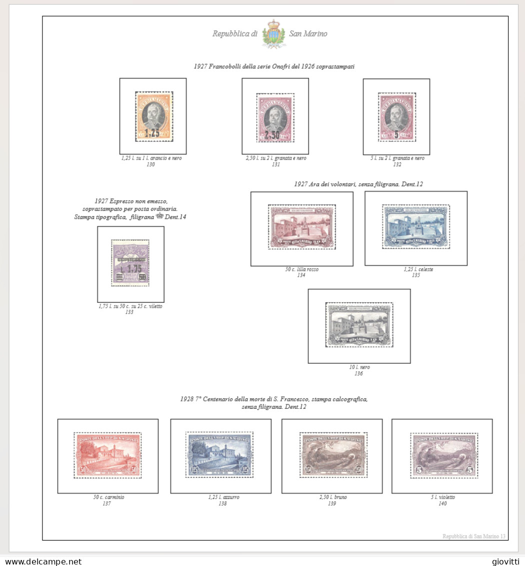 Repubblica Di San Marino,1877-1961 Fogli Autocostruiti . - Stamp Boxes