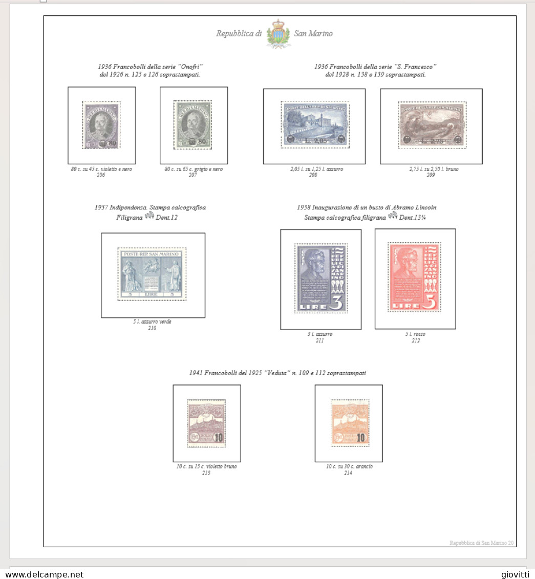 Repubblica Di San Marino,1877-1961 Fogli Autocostruiti . - Stamp Boxes