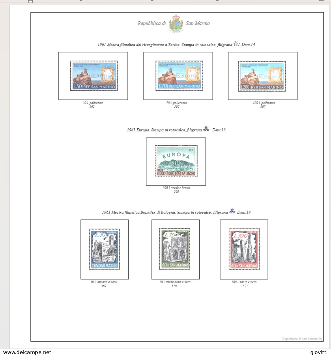 Repubblica di San Marino,1877-1961 fogli autocostruiti .