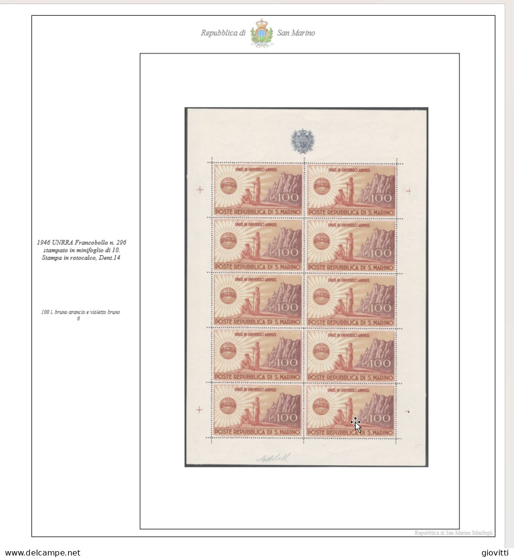 Repubblica di San Marino,1877-1961 fogli autocostruiti .