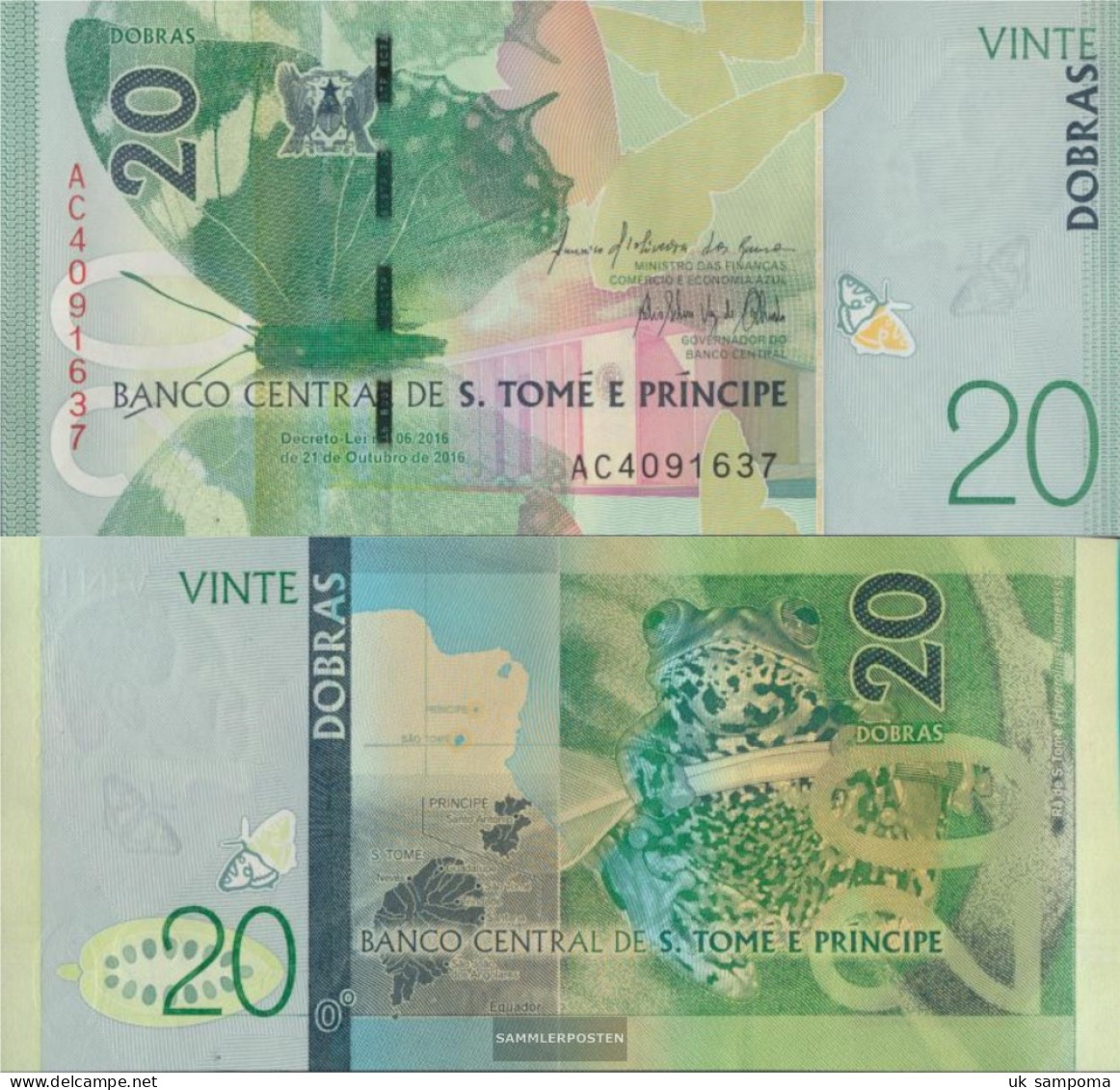 Sao TomE E PrincipE Pick-number: 72 Uncirculated 2016 20 Dobras - São Tomé U. Príncipe