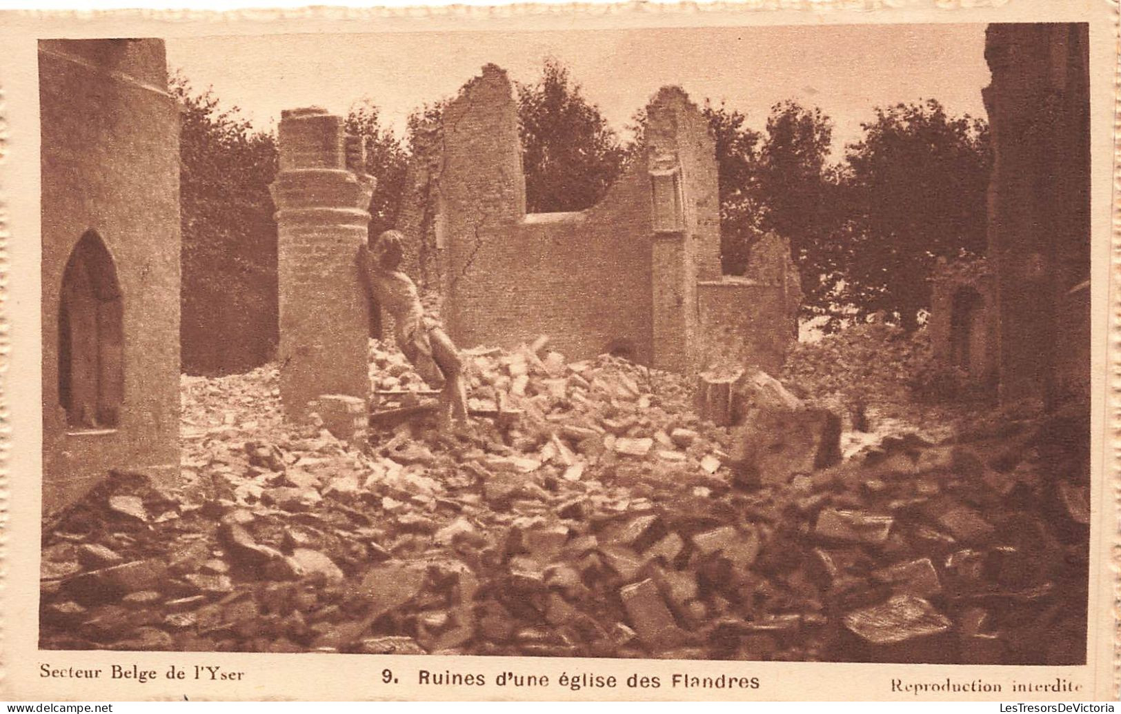 MILITARIA - Guerres - Autres -  Ruines D'une église Des Flandres - Carte Postale Ancienne - Guerres - Autres