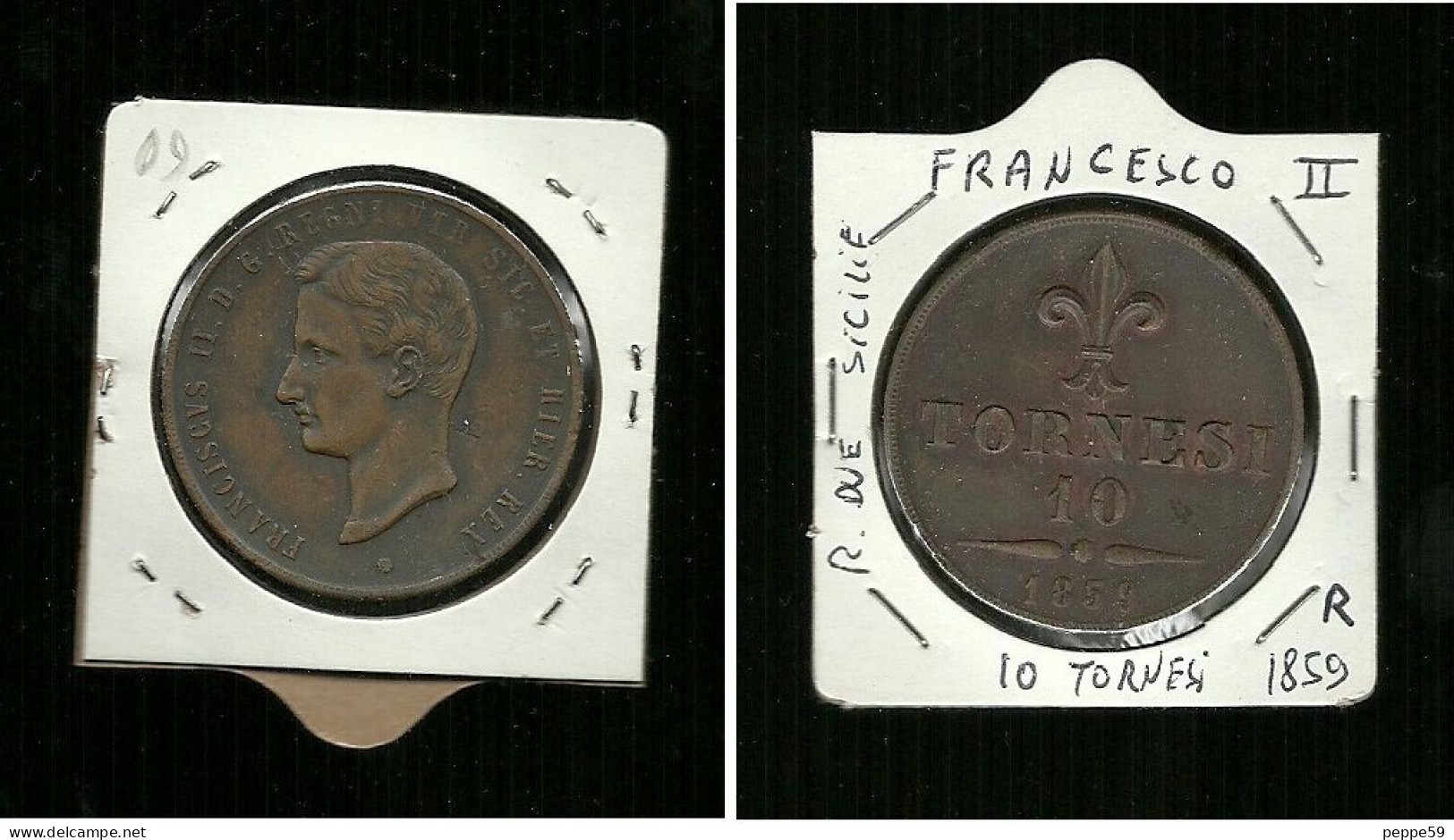 Moneta Regno Due Sicilie - Francesco II - 10 Tornesi Del 1859 - Buone Condizioni - Two Sicilia