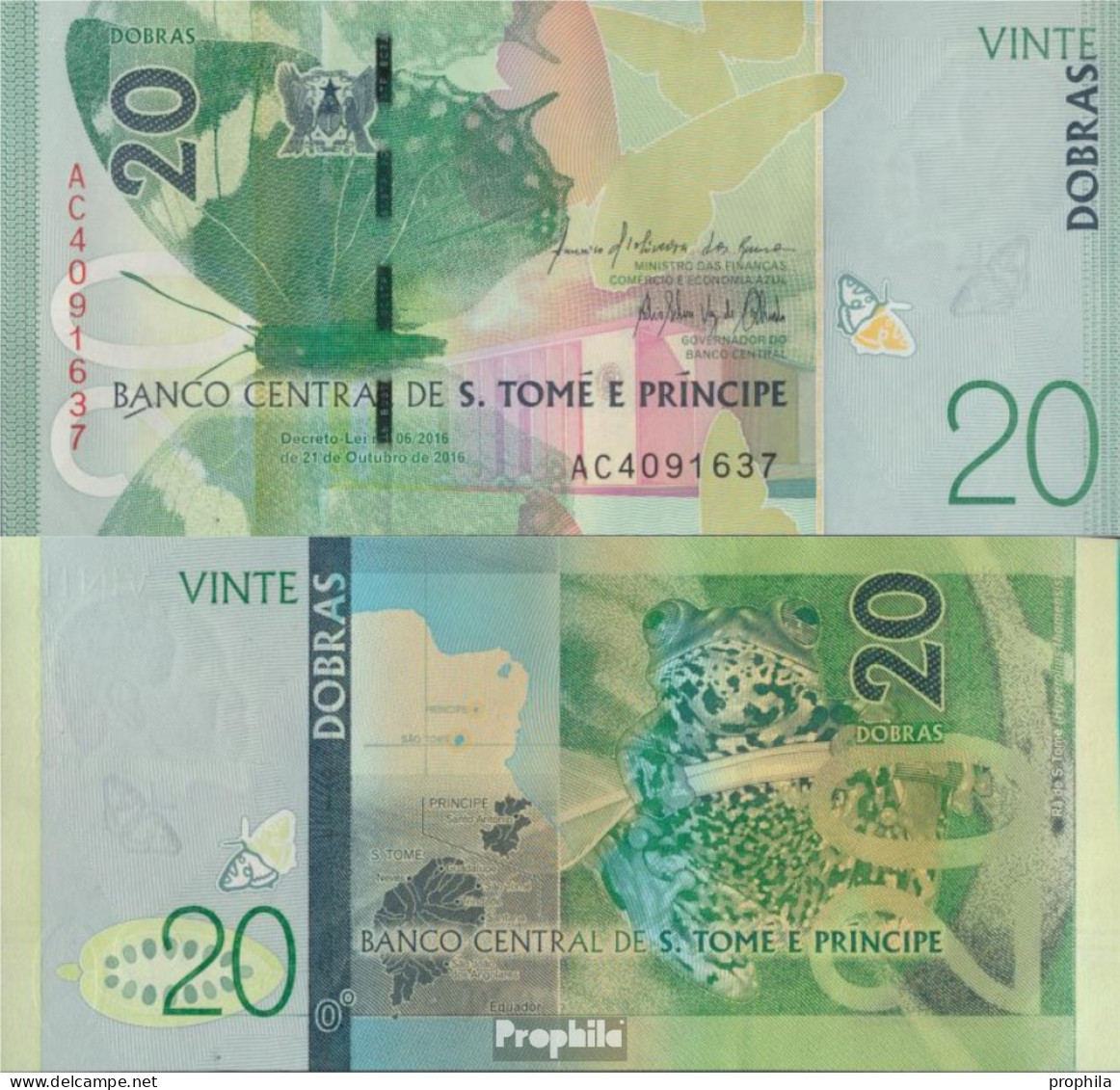Sao Tome E Principe Pick-Nr: 72 Bankfrisch 2016 20 Dobras - Sao Tome En Principe