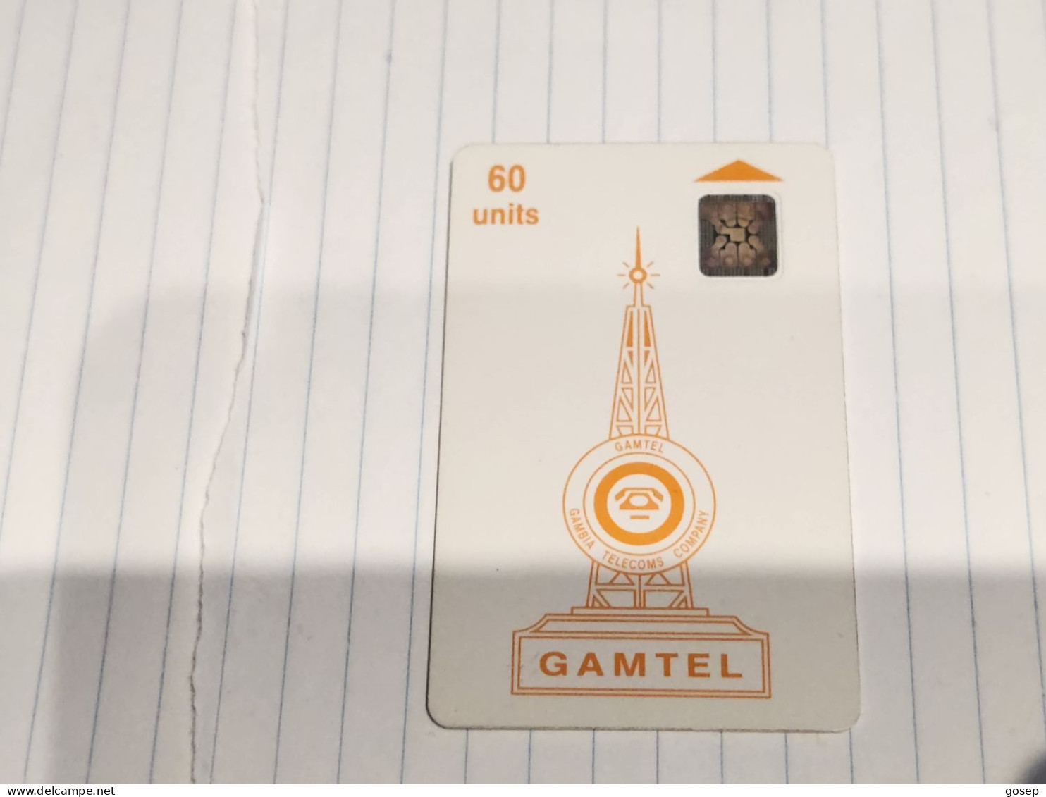 GAMBIA-(GAM-02)-Logo-ORANGE-(5)-(60units)-(32882)-used Card+1card Prepiad Free - Gambie