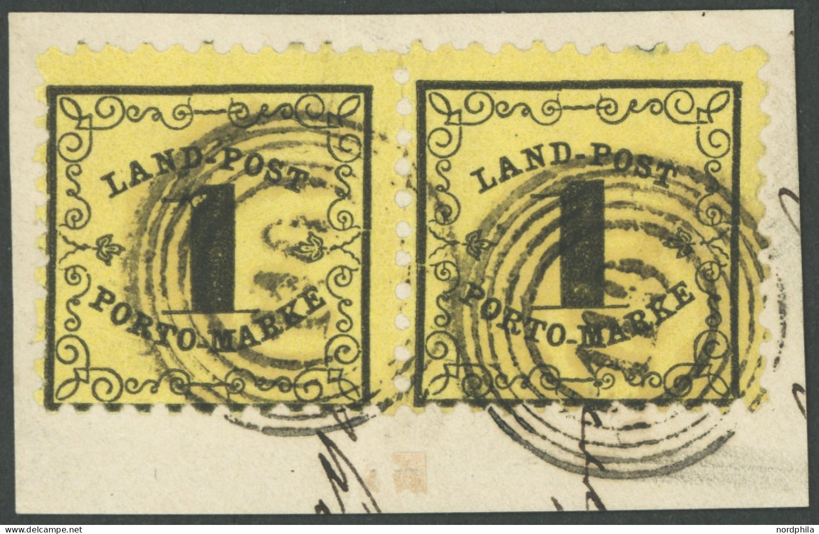 BADEN LP 1x Paar BrfStk, 1863, 1 Kr. Schwarz Auf Gelb Im Waagerechten Paar, Nummernstempel 110 (PFULLENDORF), Prachtbrie - Afgestempeld