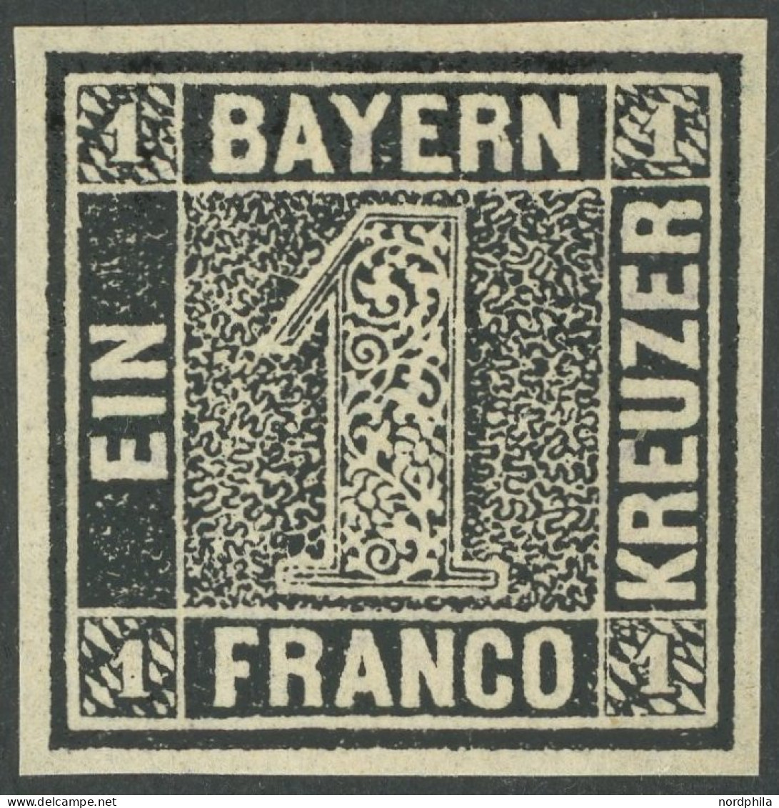 BAYERN 1 Spe , 1849 1 Kr. Schwarz, Sperati Reproduktion, Type A, Ohne Gummi, Pracht, R! - Altri & Non Classificati