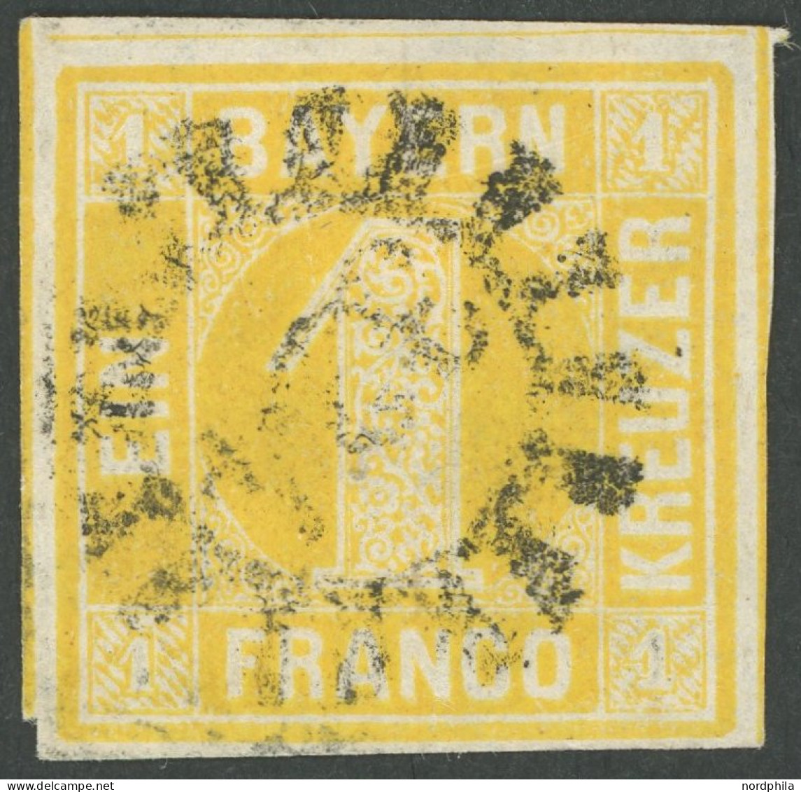 BAYERN 8II O, 1862, 1 Kr. Orangegelb, Platte II (alle Vier Ecken Rund) Mit Zentrischem MR-Stempel 324 (Münchberg), Voll- - Otros & Sin Clasificación
