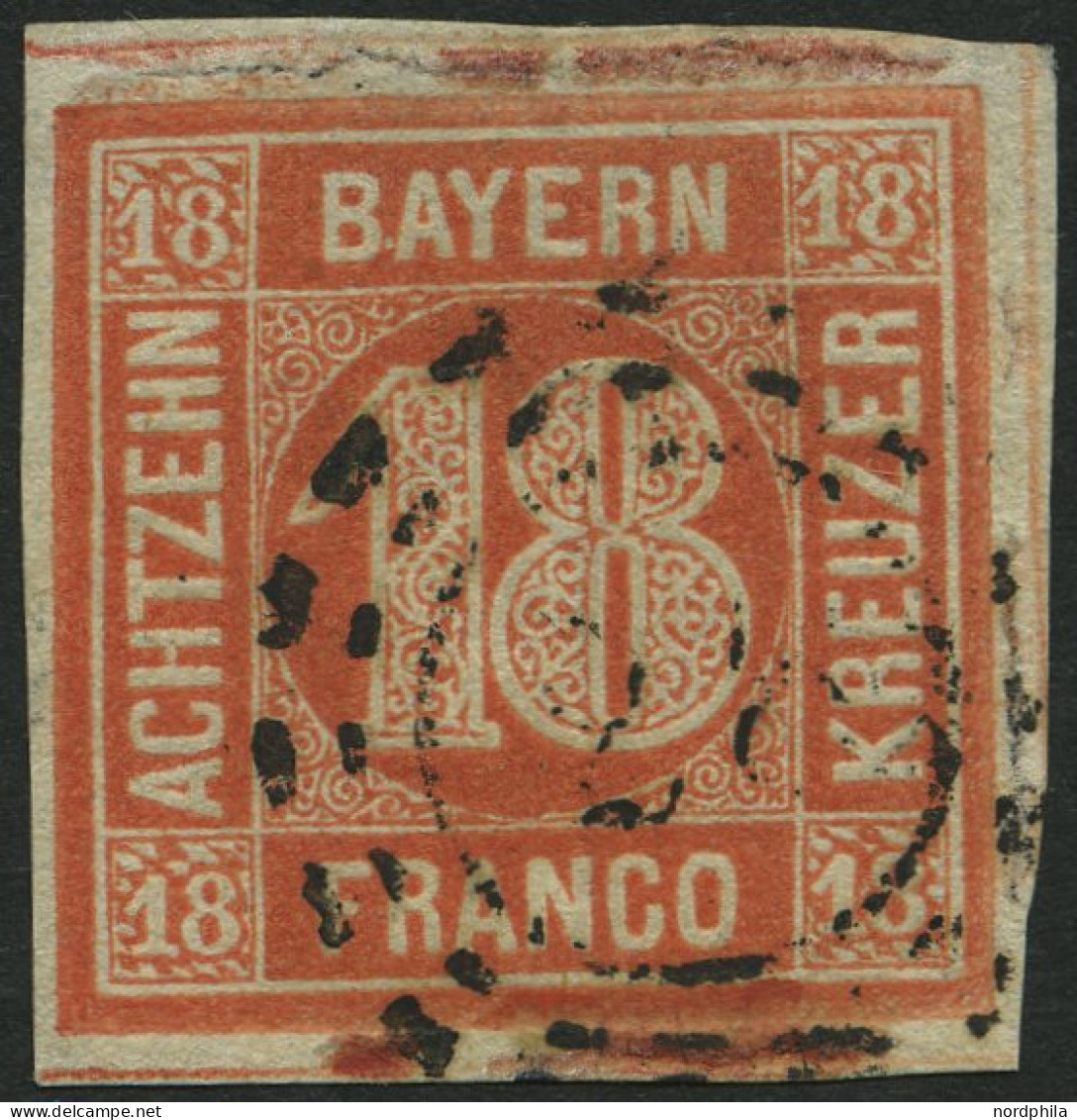 BAYERN 13b O, 1866, 18 Kr. Blassrot, Etwas Bayernbrüchig, Feinst, Mi. 600.- - Gebraucht