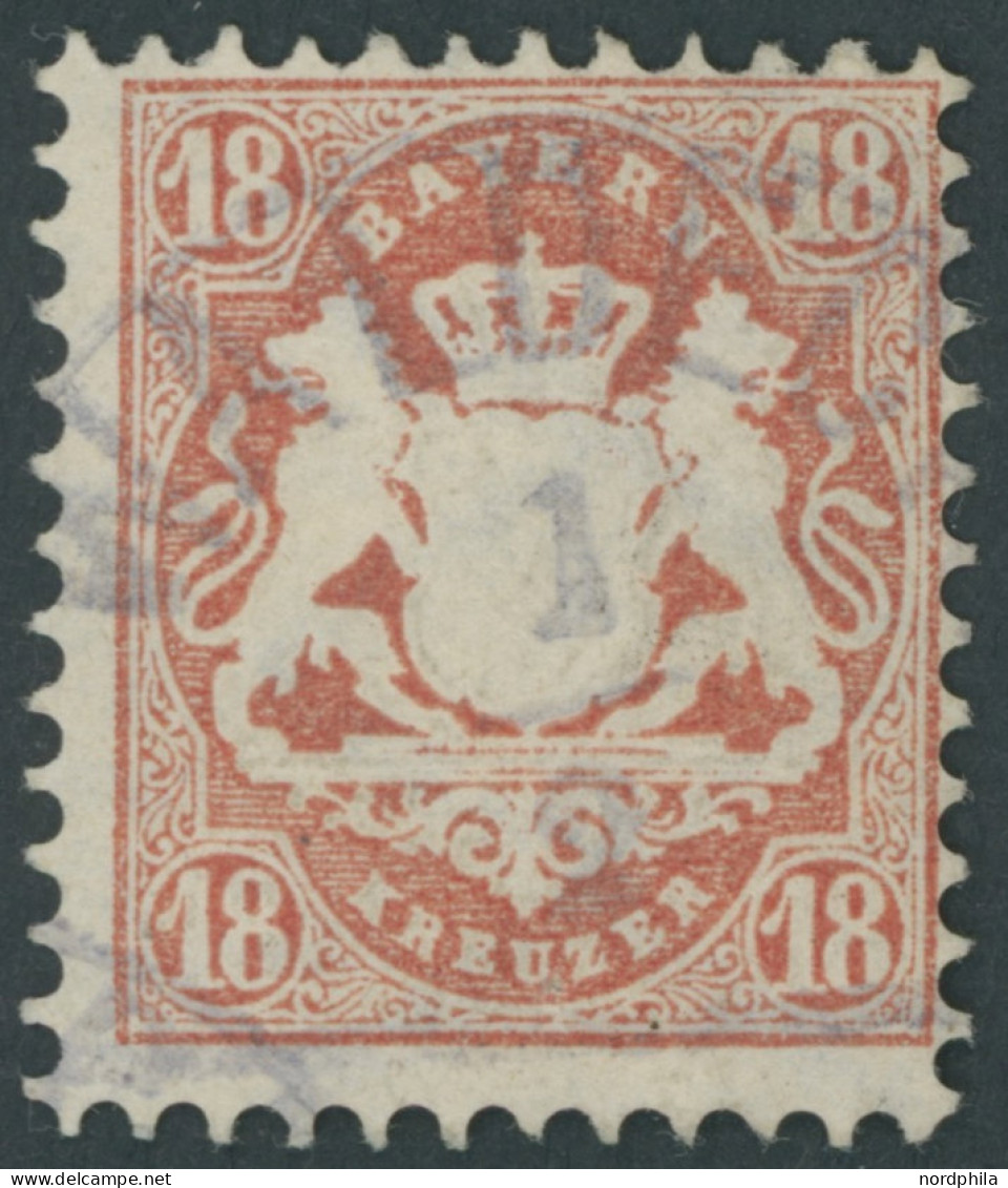 BAYERN 27Xb O, 1870, 18 Kr. Dunkelziegelrot, Wz. Enge Rauten, Stempel WALDECK, Pracht, Gepr. Sem, Mi. 240.- - Gebraucht