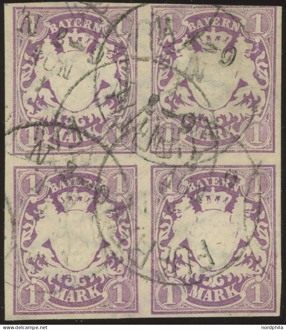 BAYERN 30a VB O, 1874, 1 M. Violett Im Viererblock, K1 FÜRTH, Obere Rechte Marke Leicht Berührt Sonst Vollrandig Pracht, - Used