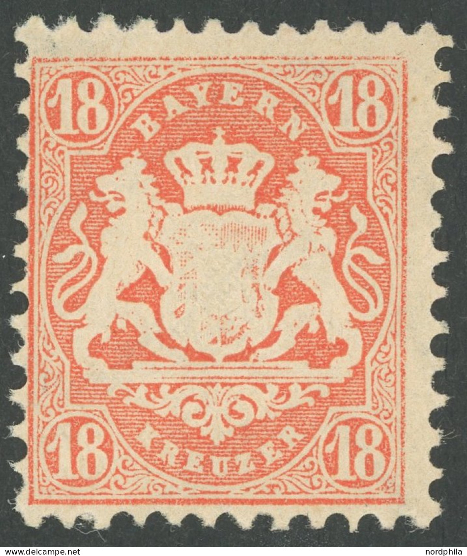 BAYERN 36 , 1875, 18 Kr. Dunkelzinnoberrot, Wz. 2, Postfrisch, Pracht, Mi. 70.- - Altri & Non Classificati