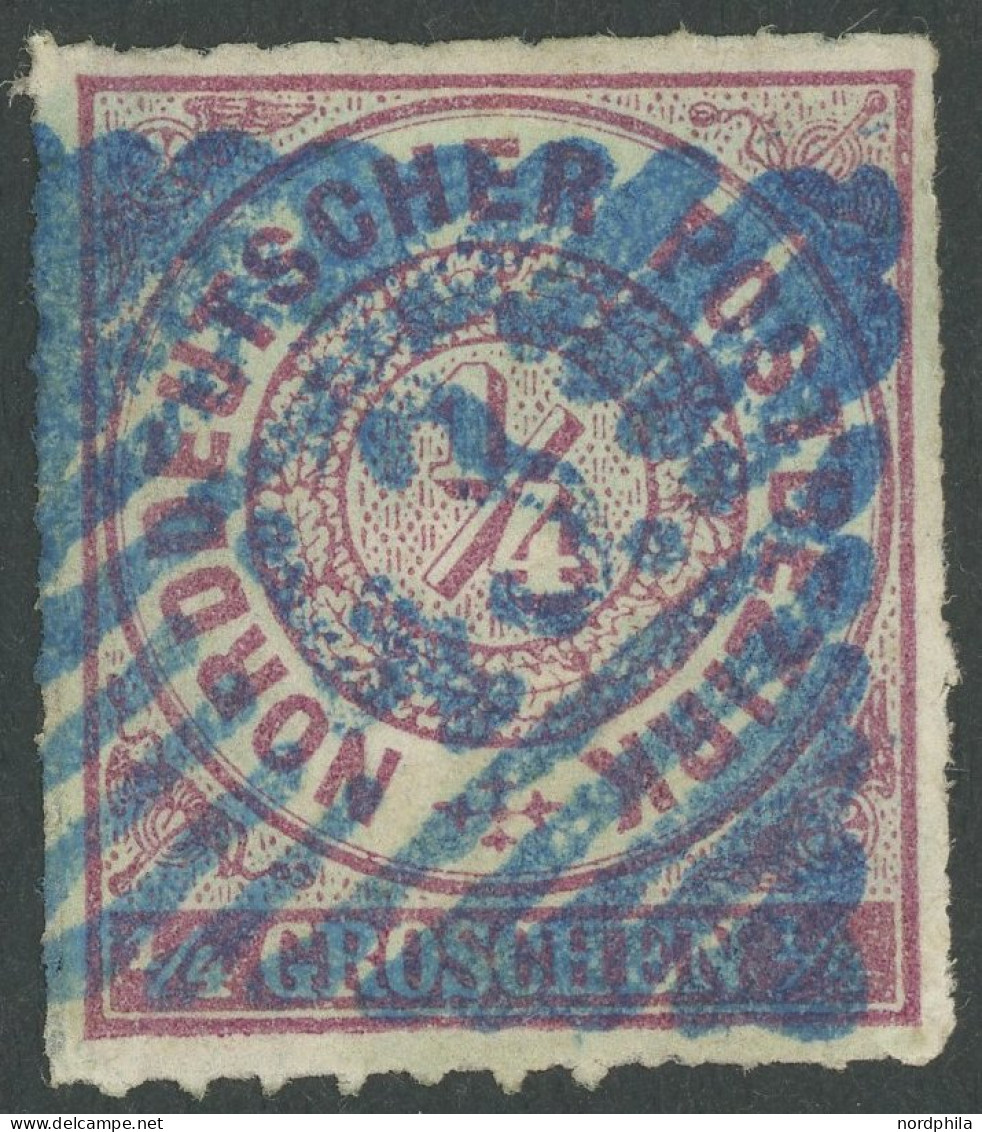 BERGEDORF STEMPEL NDP 1b O, 1868, 1/4 Gr. Norddt. Postbezirk Mit Klarem Zentrischen Blauen Nummernstempel 43 (VELCHELDE) - Bergedorf