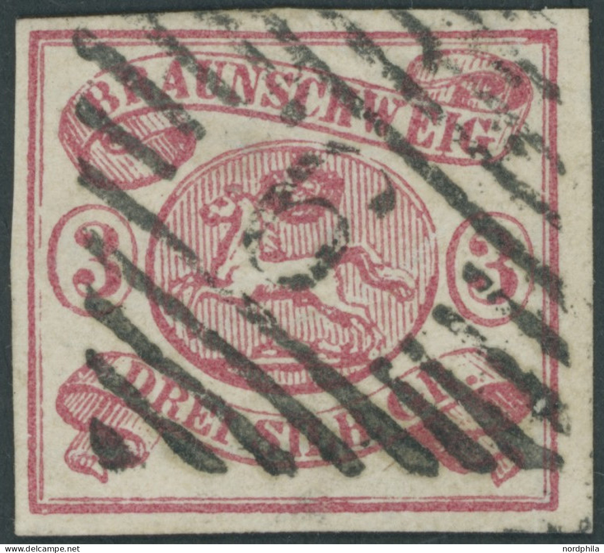 BRAUNSCHWEIG 12Aa O, 1862, 3 Sgr. Rosa, Nummernstempel 9, Pracht, Gepr. W. Engel Und Pfenninger, Mi. 280.- - Brunswick